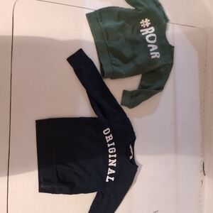 6 Long Sleeve Sewaters / Button Shirts. Green and Navy, Jeans